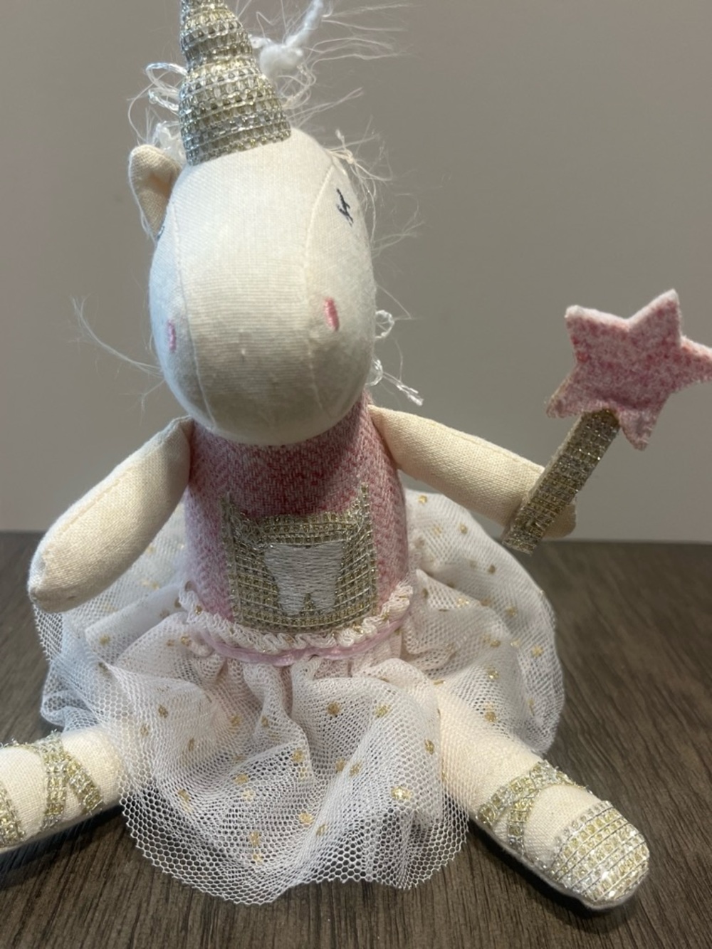 Mud Pie unicorn tooth fairy/tooth holder plush doll